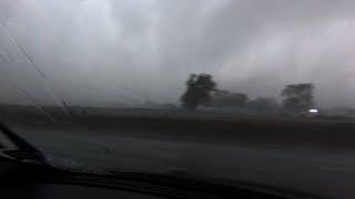 Tornado hidden behind the rain in Athens, TX - Extended cut