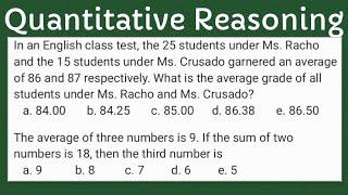 Quantitative Reasoning: AVERAGE [NAPOLCOM CSE] part1