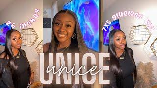 Bye Bye Knots! Pre-Bleached, Glueless, Pre-cut lace Straight hair Wig Install Ft. UNice Hair