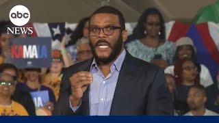 Tyler Perry campaigns for Kamala Harris at Georgia rally