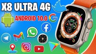 SMARTWATCH X8 ULTRA 4G LTE - CLONE do APPLE WATCH ULTRA com ANDROIOD 8.1 + Play Store - REVIEW!