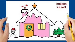 Comment dessiner une maison de Noël facile | Dessin de Noël facile | Tuto dessin Noël