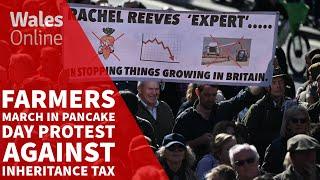 Farmers march on Parliament in Pancake Day protest against inheritance tax