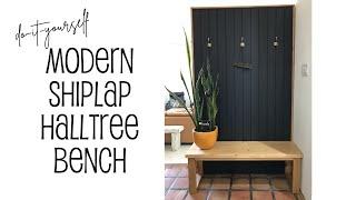 DIY Modern Shiplap Hall Tree Bench