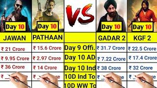 Jawan vs Pathaan vs Gadar 2 vs KGF 2 movie Day 10 Box Office Collection Comparison।।