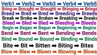 Verb1,Verb2,Verb3 // Verb forms । Top 25 Verbs ।। Present Past Participle form of verbs