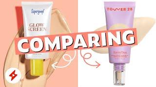 Comparing Tower 28 SunnyDays & Supergoop Glowscreen #shorts #makeup #comparison