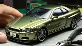 INITIAL D | Building Kozo Hoshino’s “God Foot" R34 GT-R | 1/24 Pre-Painted Model Kit | Aoshima