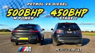 PETROL vs DIESEL.. STAGE 2 BMW X3 35D vs BMW X4M: DRAG RACE