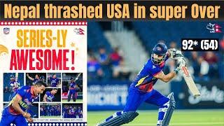 Nepal defeated USA in a nail-biting super over. Kushal Bhurtel, Sompal was the hero.