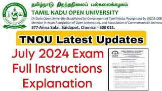 Tamilnadu Open University July 2024 Exam Instructions Must Watch