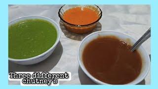 Three different chutney's recipe ( green chutney, garlic chutney, metha chutney or tamarind chutney)