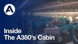 Inside the A380's cabin