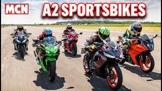 2024 A2 sportsbike Shootout | Ninja500 vs CBR500R vs RS457 vs RC390 vs 450SR-S | MCN