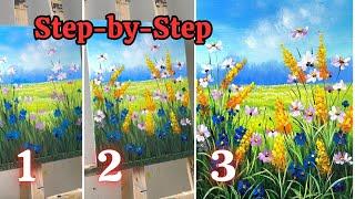 Step-by-Step for Beginners / Flower Painting / Ideas Simple art