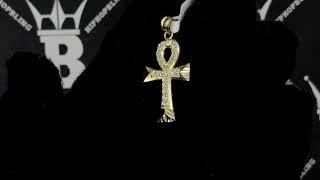 Mini Ankh DC CZ 10K Yellow Gold Pendant | Hip Hop Bling Jewelry