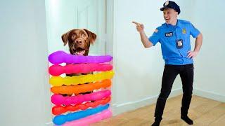 Dog Rich and Detective Play with Balloons Kids Songs