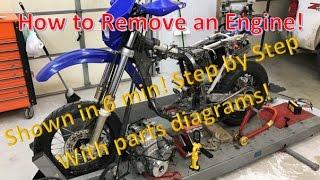 How to remove a motorcycle atv engine in 6 min! Demo: DRZ400SM DRZ DRZ400 Engine Removal