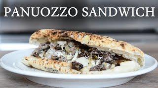 [No Music]BEST Homemade Philly Cheesesteak Sandwich Recipe With Panuozzo Bread In Roccbox Pizza Oven