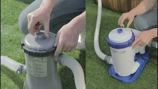 How often must the air be purged out from the filter pump