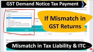 Payment of GST if Demand notice received For Mismatch in GST Return through DRC03