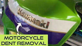 Motorcycle Dent Removal - Kawasaki ZRX 1200 Gas Tank Paintless Dent Repair