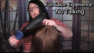 ASMR Hair Salon Roleplay (NO TALKING) (Hair Wash, Wet Haircut, Blow Dry, Hair Dryer, Straightening)