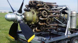 Big Old BRISTOL HERKULES AIRCRAFT ENGINES Cold Starting Up and Sound