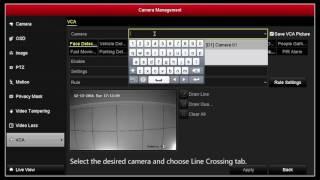 How to setup line crossing detection on a Hikvision NVR or DVR Graphic User interface GUI