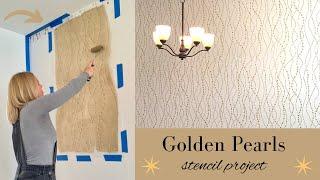 Stenciling An Accent Wall With Metallic Paint And Cutting Edge Stencils Pearls Wall Stencil Pattern!