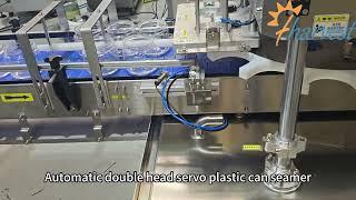 #Automatic double head rotary type #nuts filling machine, #Double head #cashew plastic jar sealer