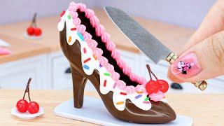 Fancy Miniature Shoe Shaped Cake Decorating - Satisfying Tiny Chocolate Cake Recipe