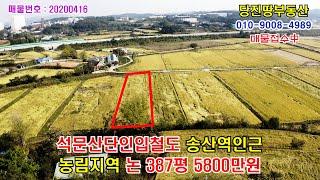 [당진땅/당진토지,공장매매]석문산단인입철도 송산역인근 농림지역 논 387평 5800만원(가격내림)