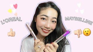 Maybelline Falsies Lash Lift VS Loreal Lash Paradise Mascara Review Demo & Wear Test on Asian Lashes