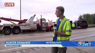 KIMT Stormteam Three is first on scene of an overturned semi near Iowa