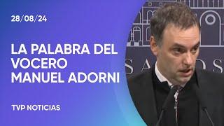 Adorni: "La lucha de Victoria Villarruel es un tema que hoy no es agenda del Presidente"