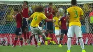 David Luiz Free kick 2014 World Cup Brazil vs Colombia 04 07 2014 HD