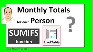 Basics of SUMIFS & PivotTables for Monthly Sales Report. Excel Magic Trick 1701.