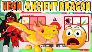 HUGE WIN  TRADING NEON ANCIENT DRAGON (MAKING & WHAT PEOPLE OFFER) IN NEW ADOPT ME UPDATE! ROBLOX
