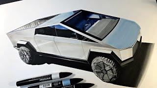 Drawing a Tesla Cybertruck like a pro :)