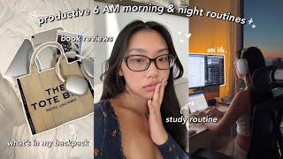 STUDY VLOG | 6AM PRODUCTIVE MORNING ROUTINE + DAY IN MY LIFE  whats in my backpack & book reviews