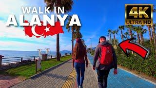 Walking tour by the coastline in Alanya city / Mahmutlar