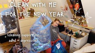 clean my room with me in real time *new year edition* (body doubling for adhd + depression)