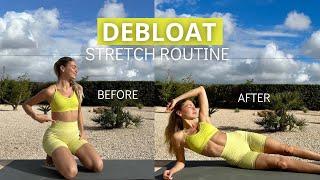 9 MIN. DEBLOAT STRETCH ROUTINE - fix digestion, period cramps & relieve pain