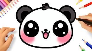 HOW TO DRAW A CUTE KAWAII PANDA FACE EASY 