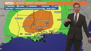 Weather Impact Alert: Tornadoes possible Saturday across the south