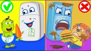 Lion Family  Learn Healthy Habits for Kids with Talking Refrigerator Cartoon for Kids