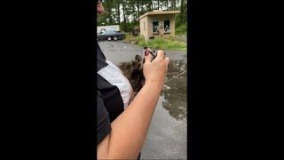 Lady Trying to Comfort a Crying Lost Baby Raccoon