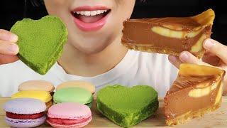 ASMR CHEESECAKE MACARONS PAVE CHOCOLATE EATING SOUNDS MUKBANG