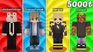 Minecraft'ta 4 YOUTUBER 5000TL İÇİN KAPIŞIYOR!!